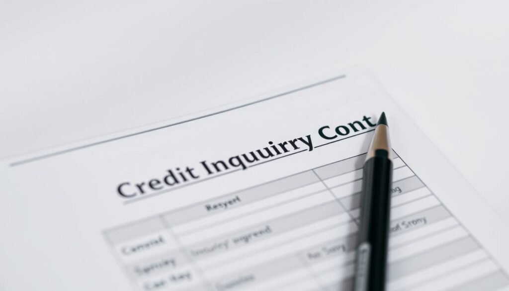 A close-up view of a credit report displaying the "聯徵次數" (credit inquiry count) section. The report is set against a clean, minimalist background with muted tones, creating a professional and informative atmosphere. The "聯徵次數" data is highlighted with a subtle focus, emphasizing its significance. The lighting is soft and even, casting a slight shadow to provide depth and dimension. The angle is slightly tilted to create a sense of dynamism and engagement. The overall impression is one of clarity, precision, and the importance of understanding this specific aspect of a credit report.